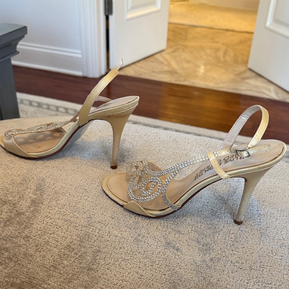 Gold Rhinestone Slingback Heels - Picture 2 of 4